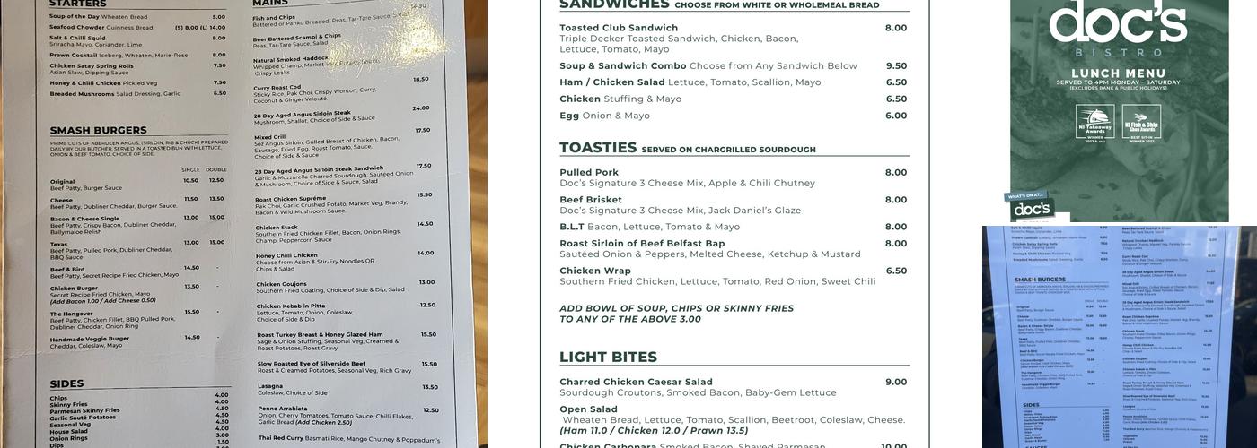 Doc's Café and Fish & Chips Newcastle Menu