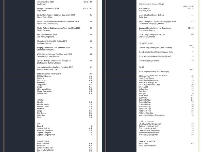 Brunel's Restaurant Menu