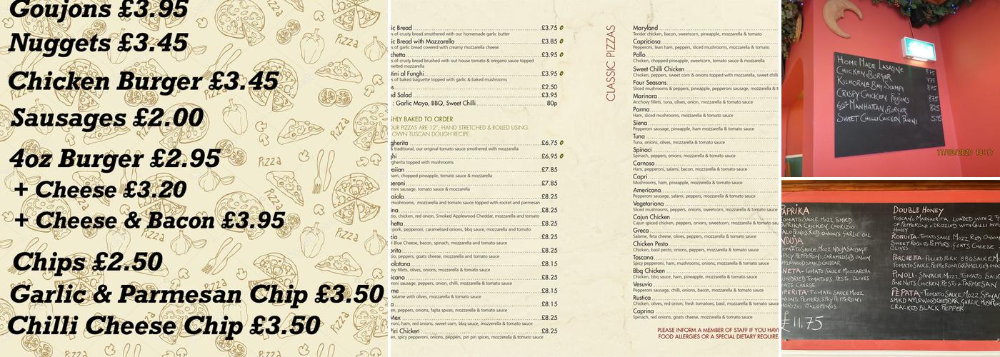 Toscano Pizzeria Menu