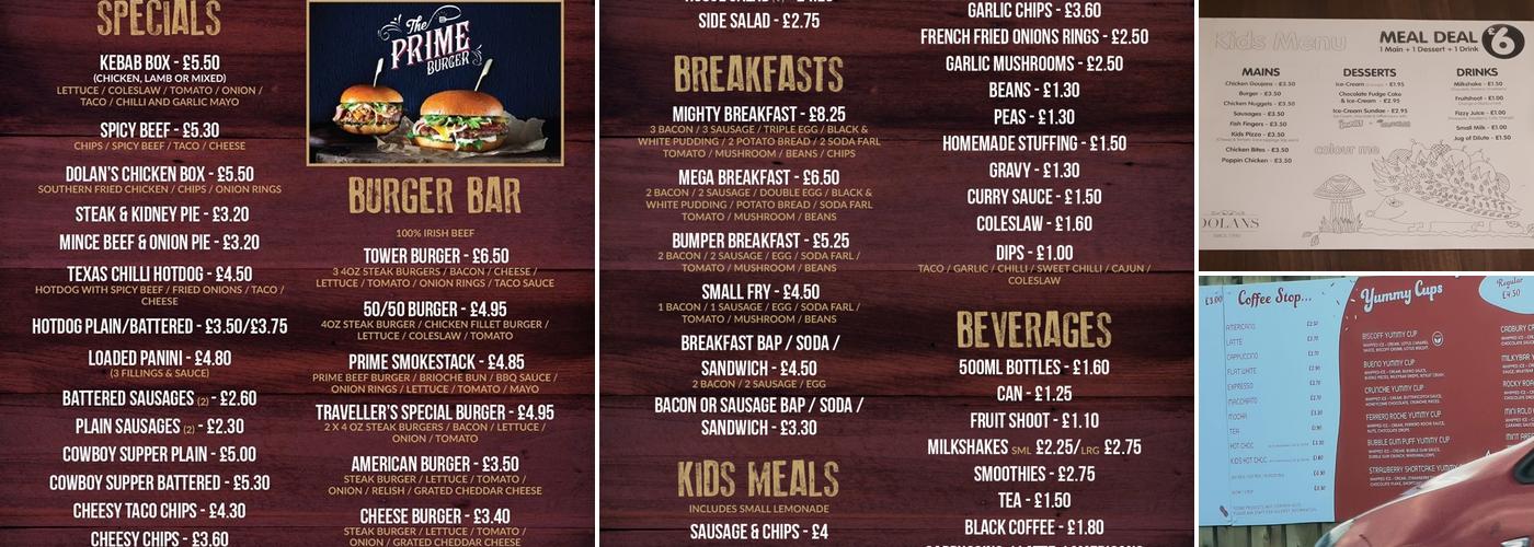 Dolan's Restaurant Menu