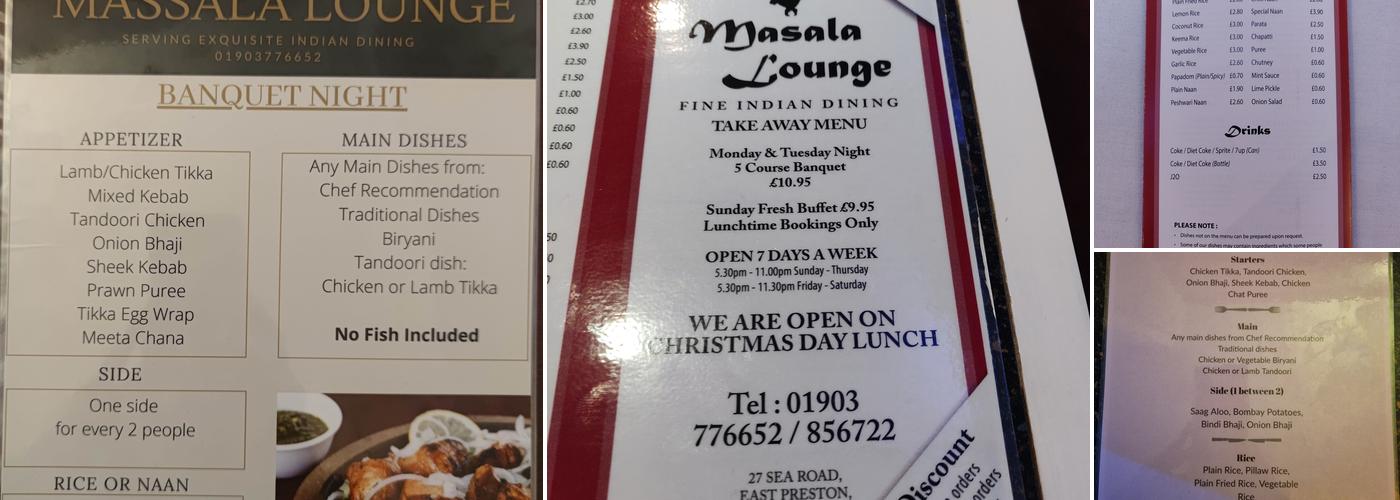 Masala Lounge Menu