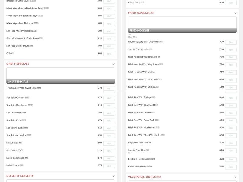 Royal Beijing Chinese Takeaway Menu