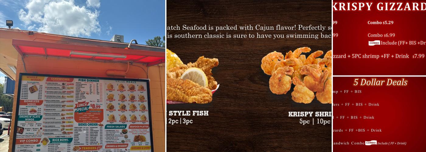 Snappers, Fish, And Chicken Menu