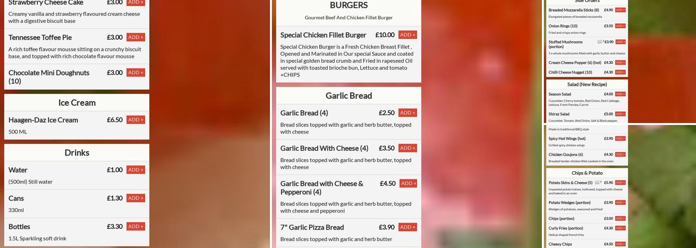 Pizza Tup Menu
