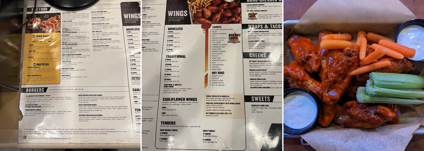 Buffalo Wild Wings Menu