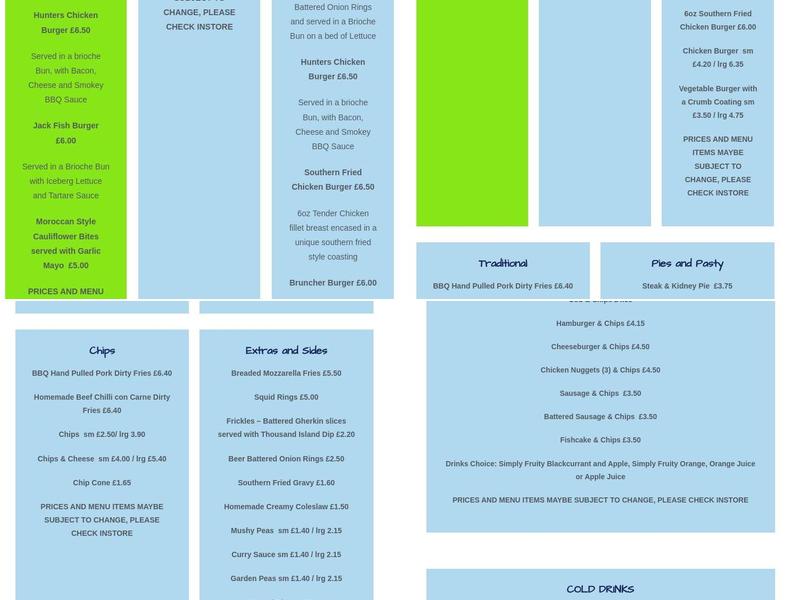 The Welcome Fryer Menu