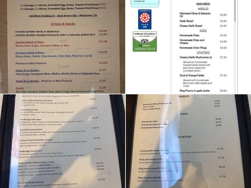 Thelbridge Cross Inn Menu