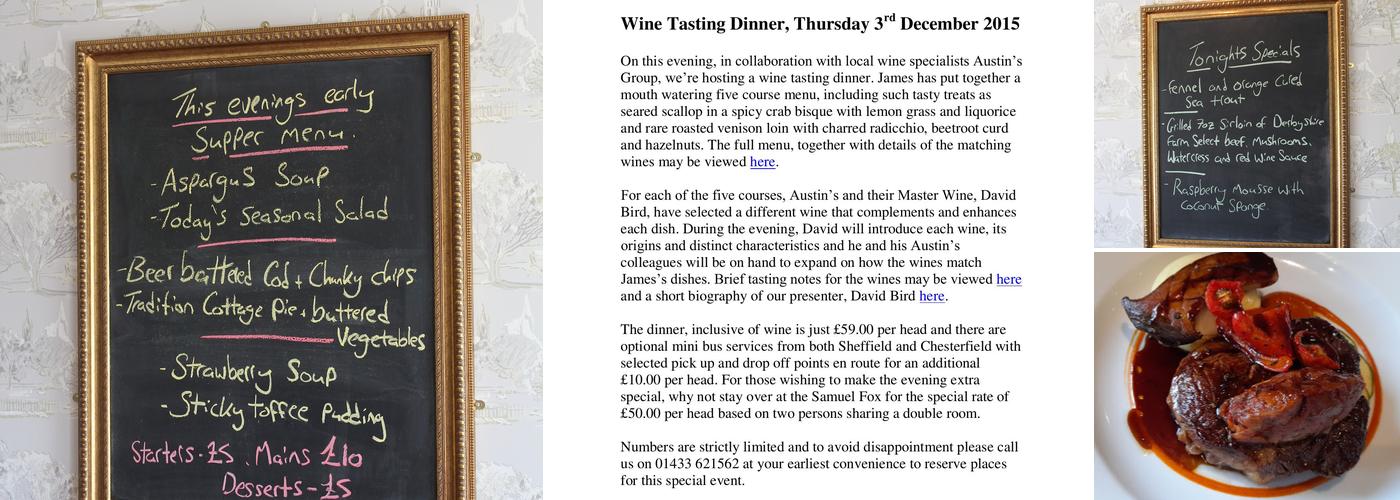 Samuel Fox Country Inn Menu