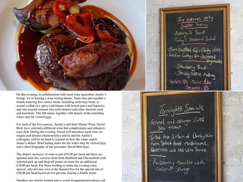 Samuel Fox Country Inn Menu