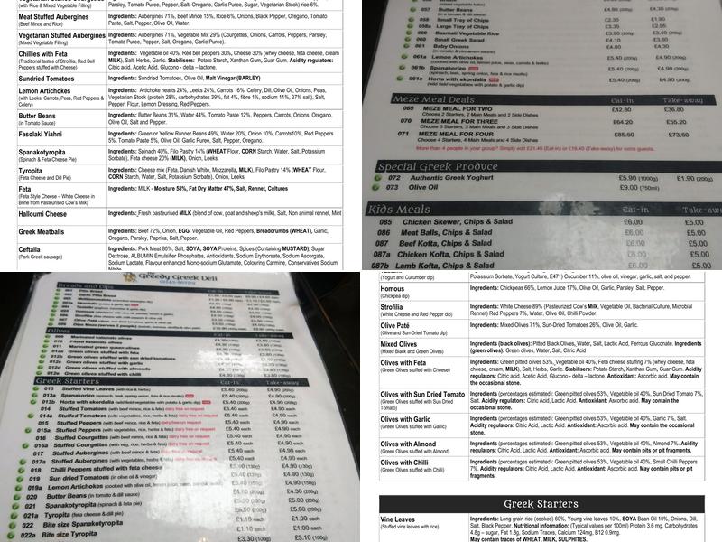 The Greedy Greek Deli Menu