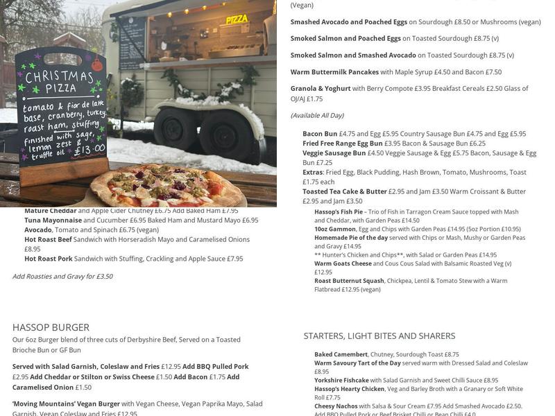 Hassop Station Cafe and Monsal Trail Cycle Hire Menu
