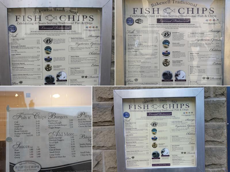 Bakewell Fish & Chips Menu
