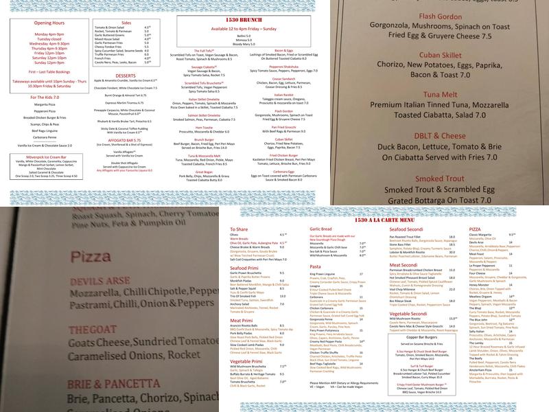 1530 The Restaurant Menu