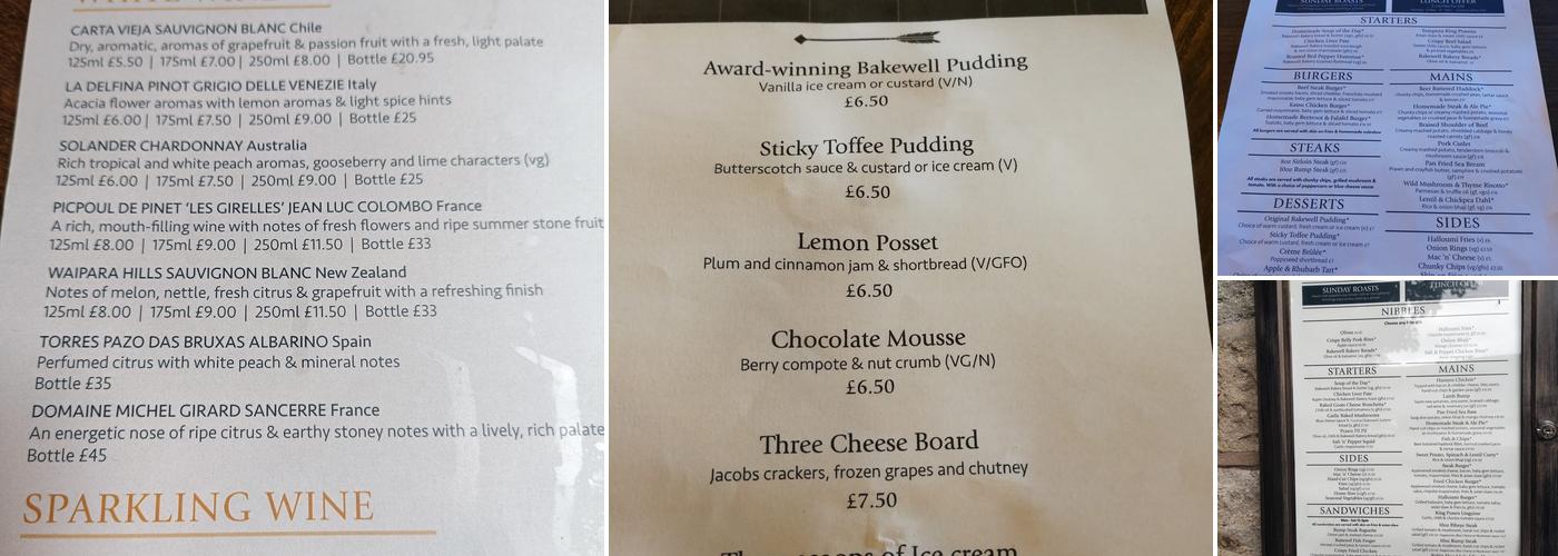 The Robin Hood Inn Menu