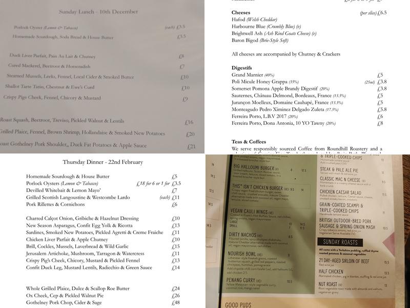 The Clifton Menu