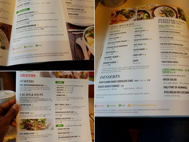 Zoës Kitchen Menu