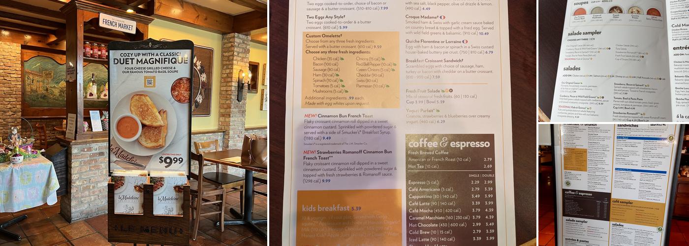 la Madeleine Menu