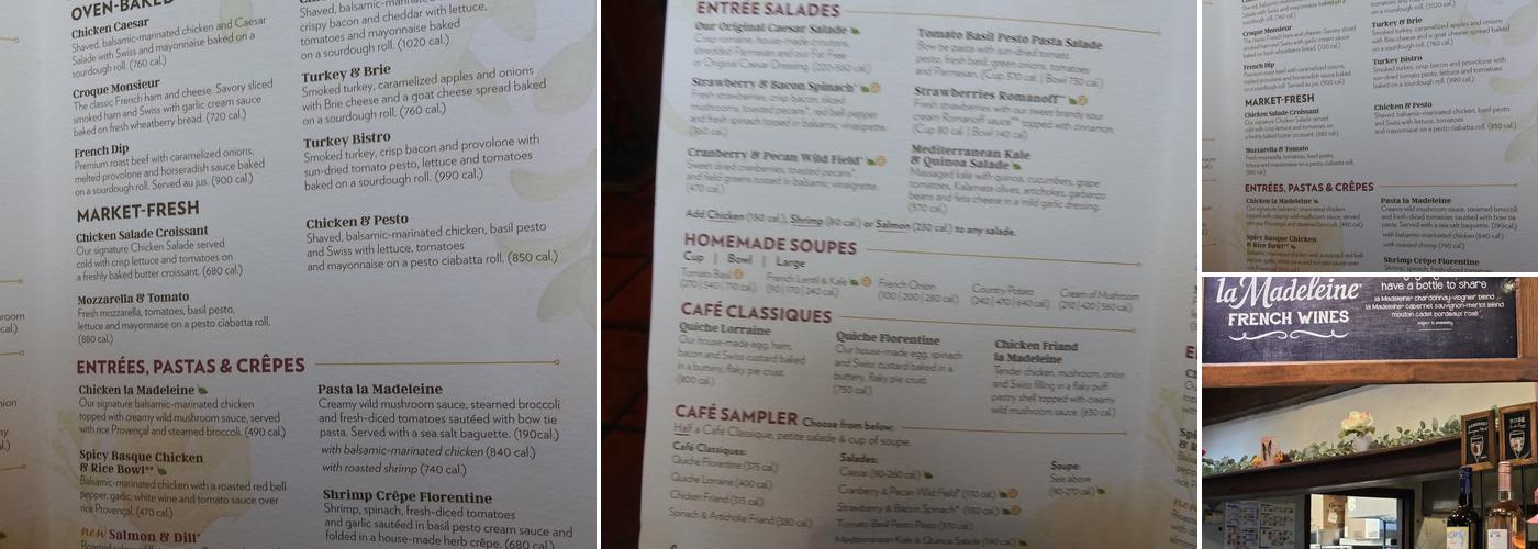 la Madeleine Menu