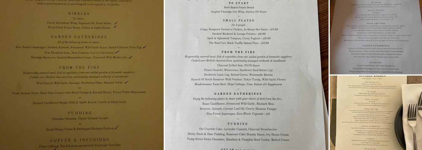 Pythouse Kitchen Garden Menu