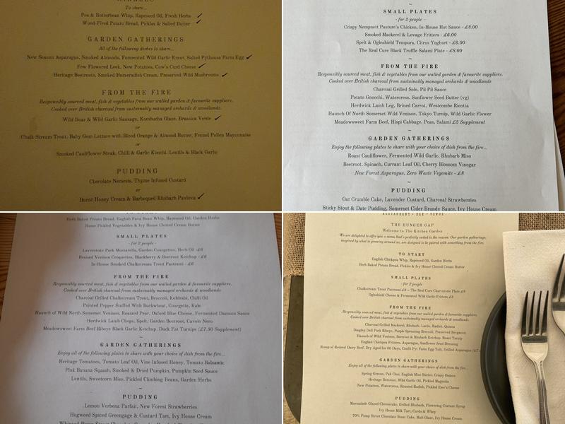 Pythouse Kitchen Garden Menu