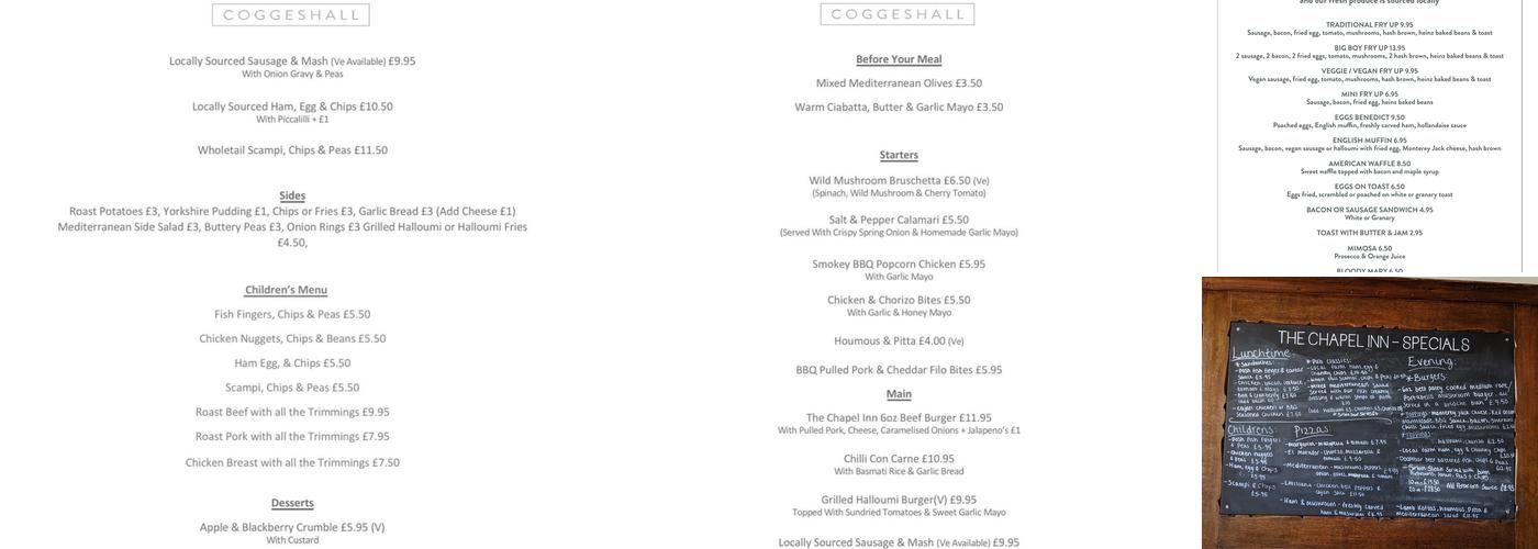 The Chapel Inn Menu
