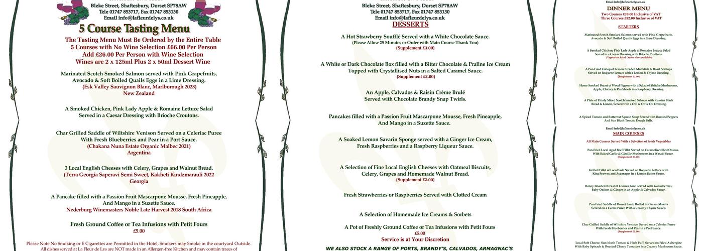 La Fleur de Lys Menu