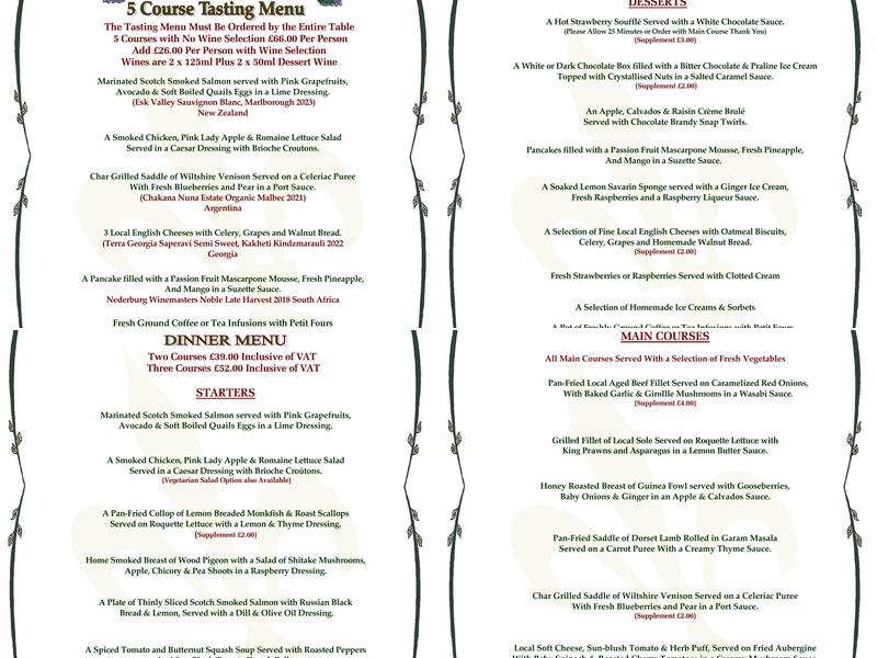 La Fleur de Lys Menu