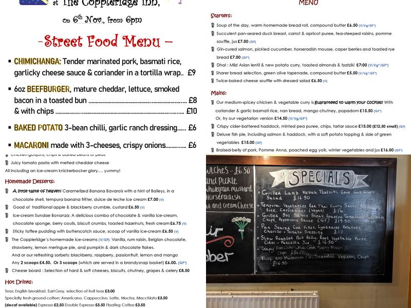 The Coppleridge Inn Menu