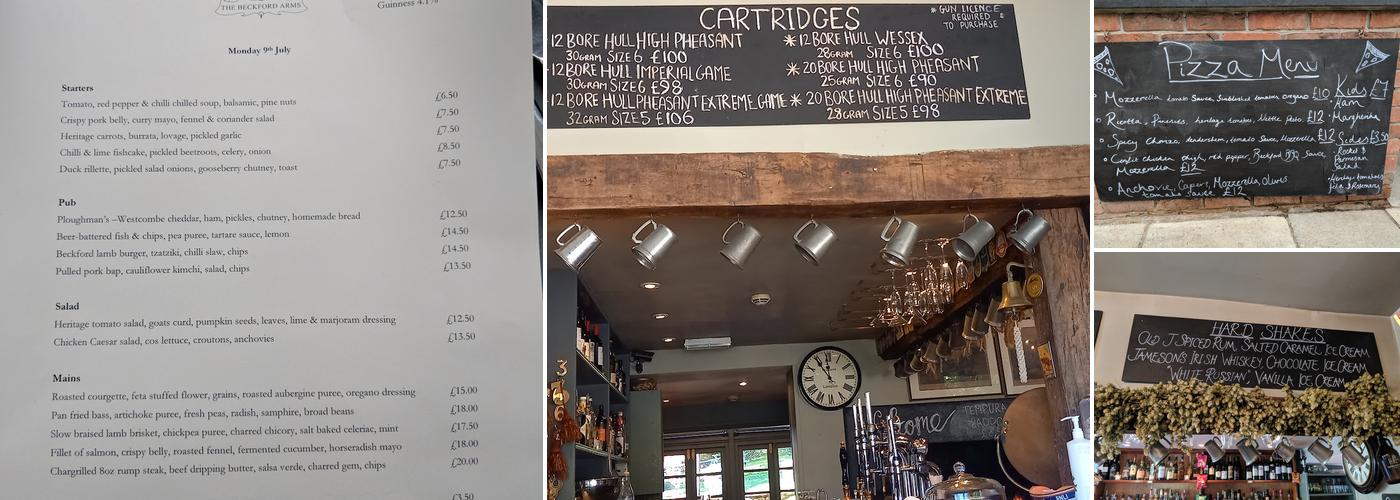 The Beckford Arms Menu