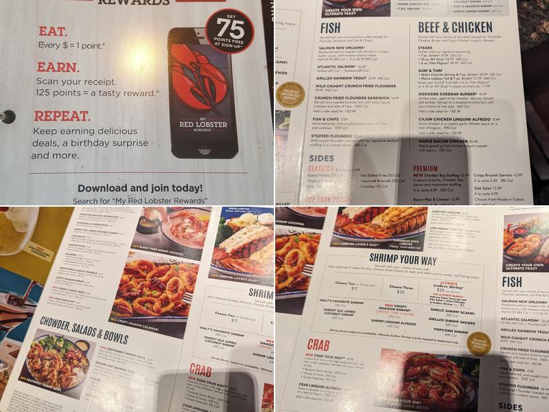 Red Lobster Menu