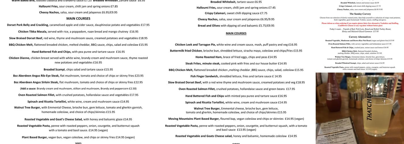 The Walnut Tree Inn Menu