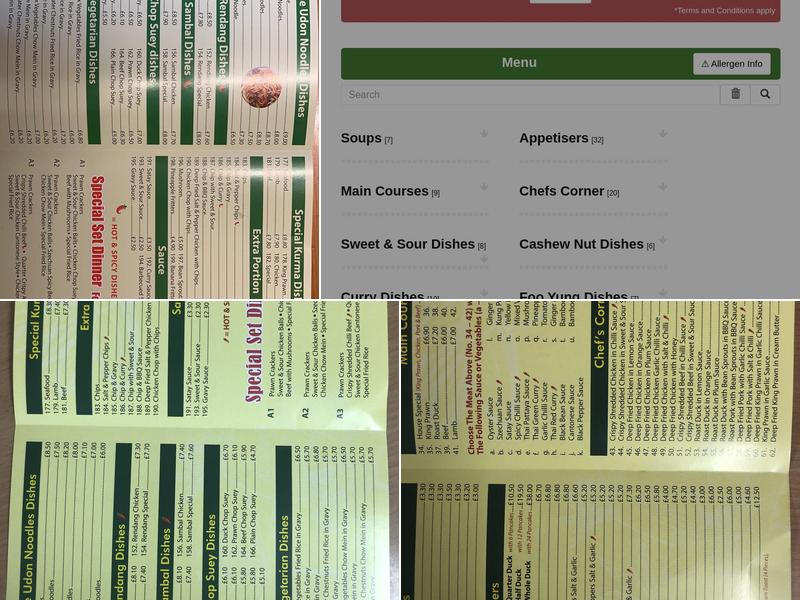 Town House Dragon Menu