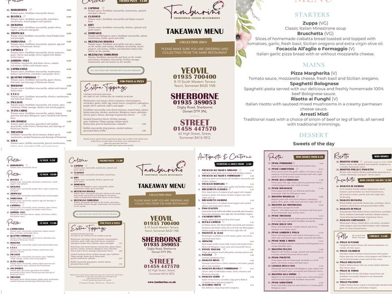Tamburino Gold Menu