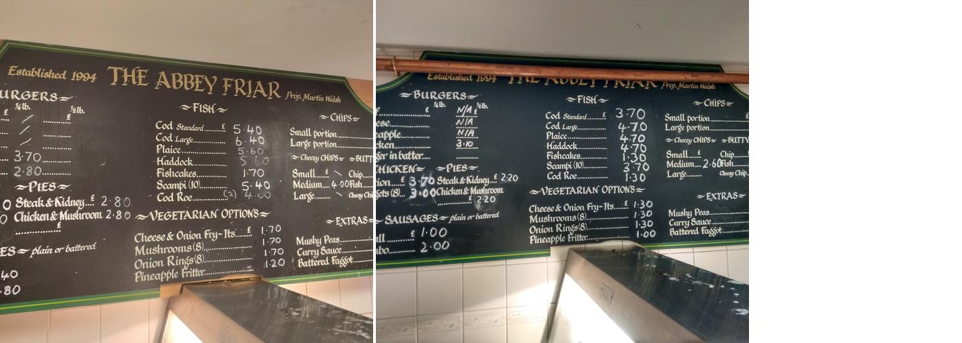 The Abbey Friar Menu