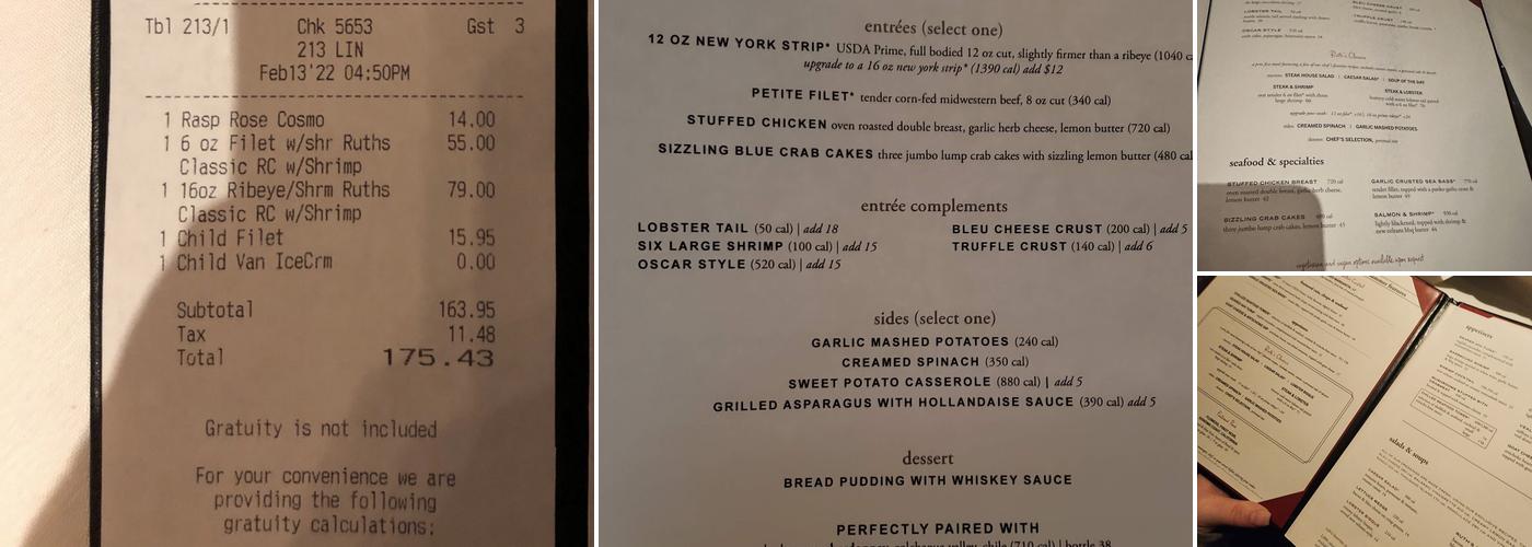 Ruth's Chris Steak House Menu