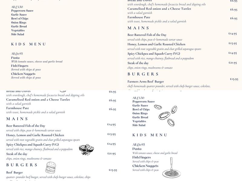 Farmers Arms Menu