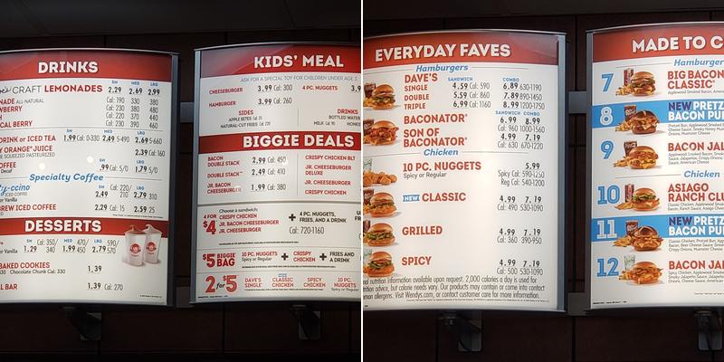 Wendy's Menu