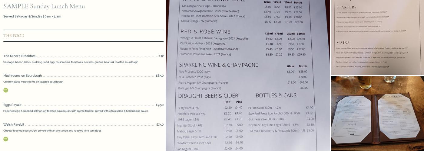 The Crown at Pantygelli Menu