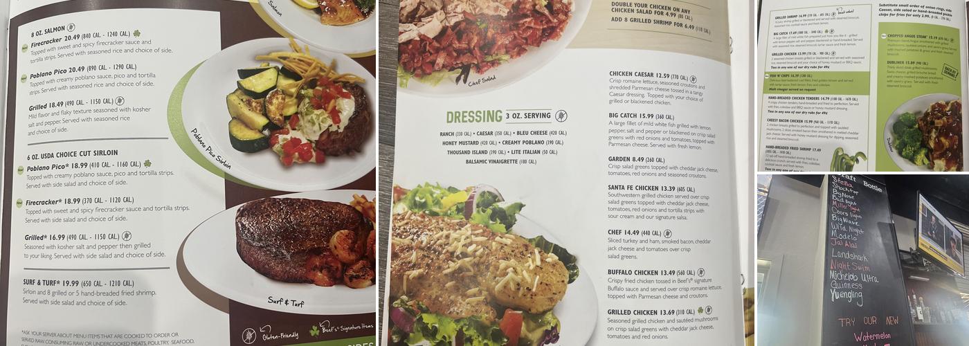 Beef 'O' Brady's Menu