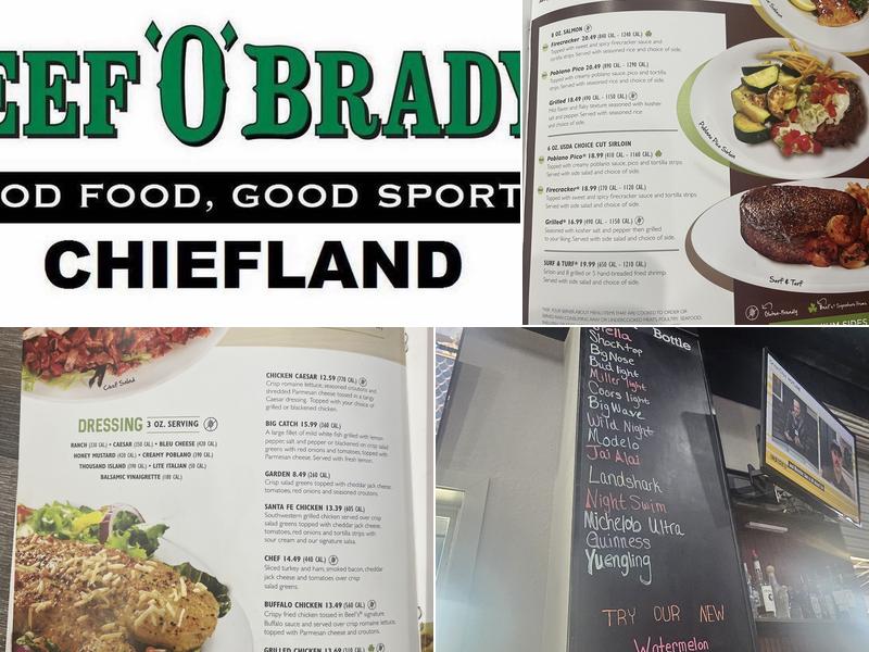 Beef 'O' Brady's Menu
