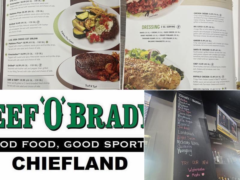 Beef 'O' Brady's Menu