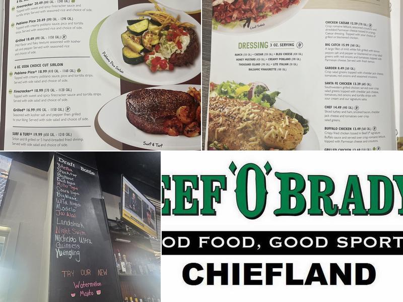 Beef 'O' Brady's Menu