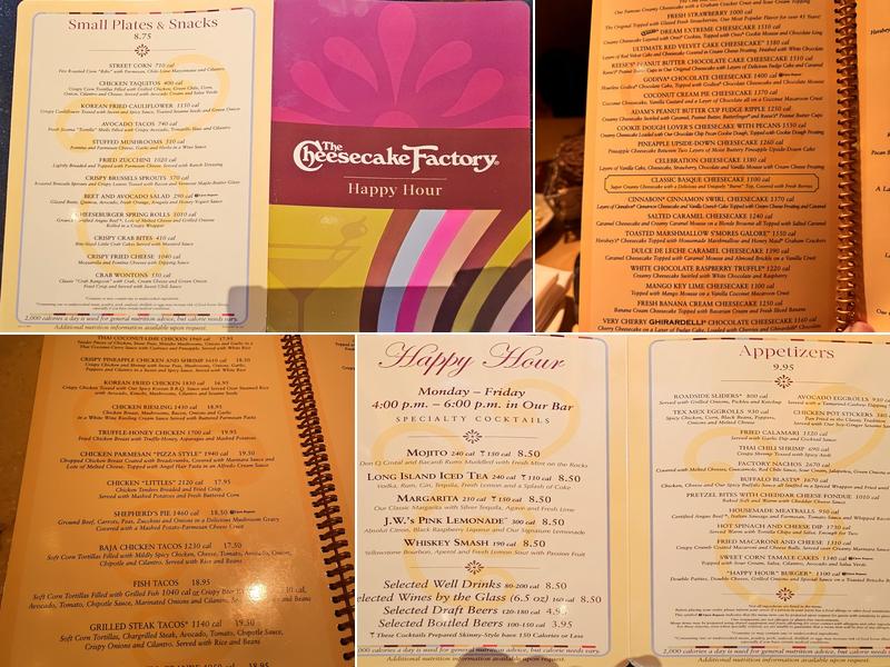 The Cheesecake Factory Menu