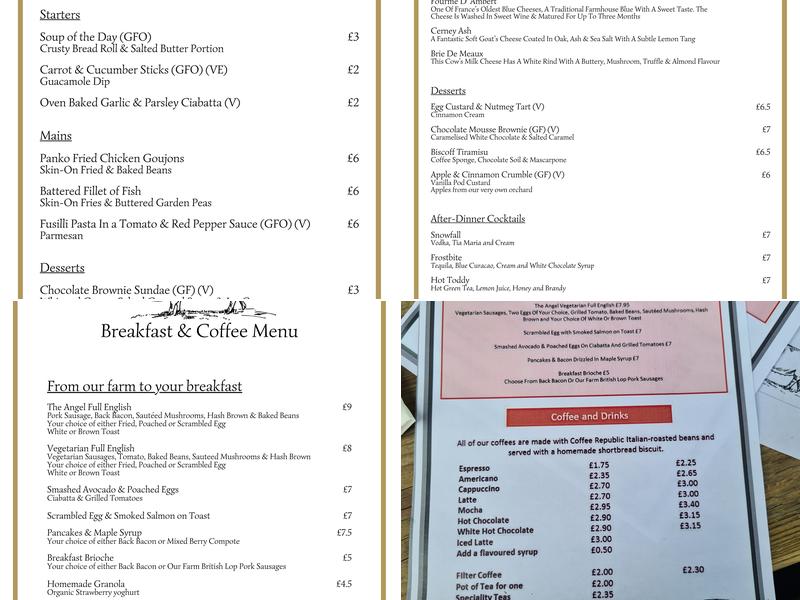 The Angel Hotel Menu