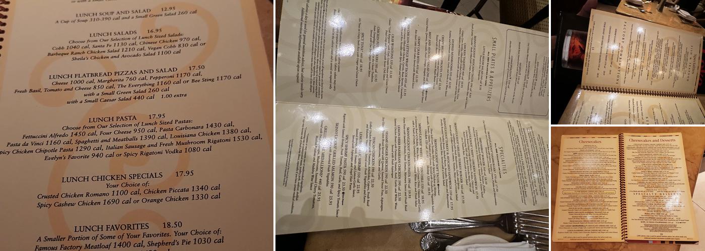 The Cheesecake Factory Menu