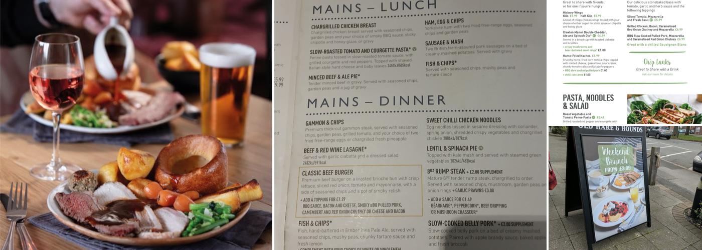 The Old Hare And Hounds Menu