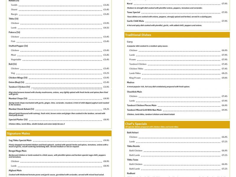 Balti 2000 Indian Takeaway Menu