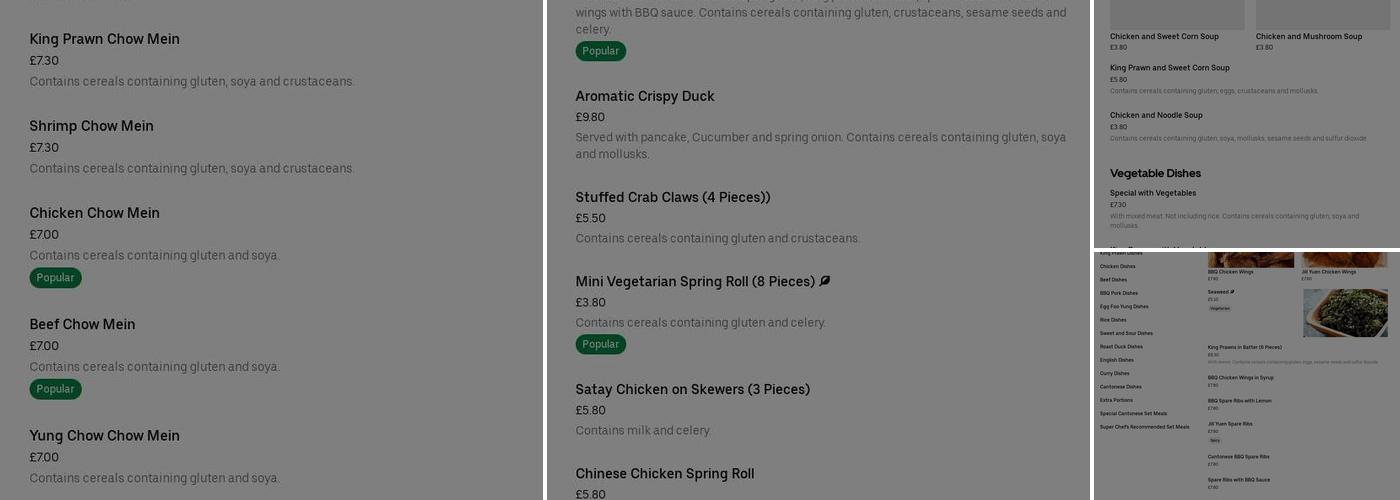 The Ruby Cantanese Take Away Est1996 Menu