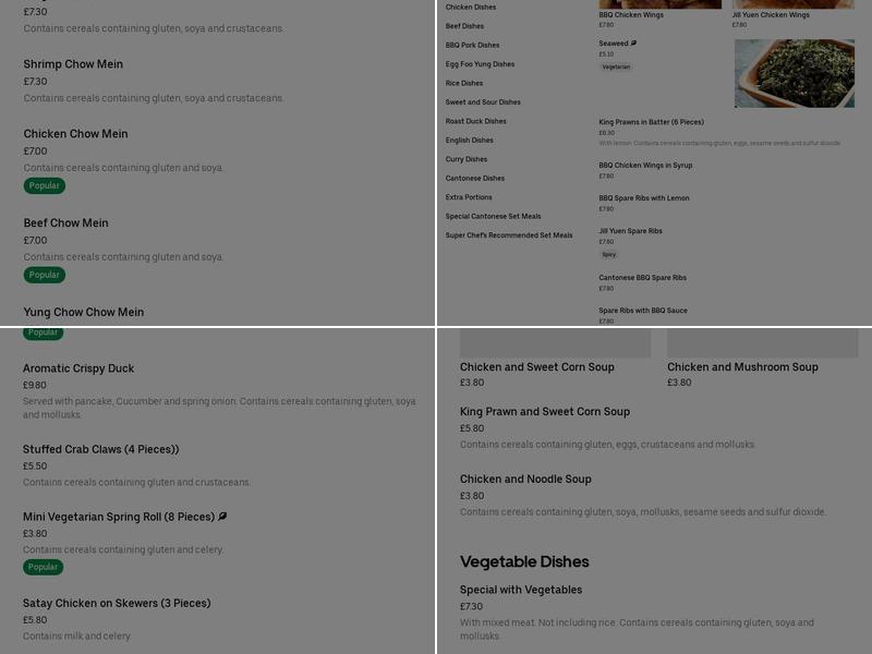 The Ruby Cantanese Take Away Est1996 Menu