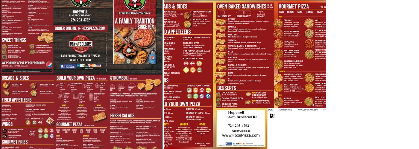 Fox's Pizza Hopewell Menu